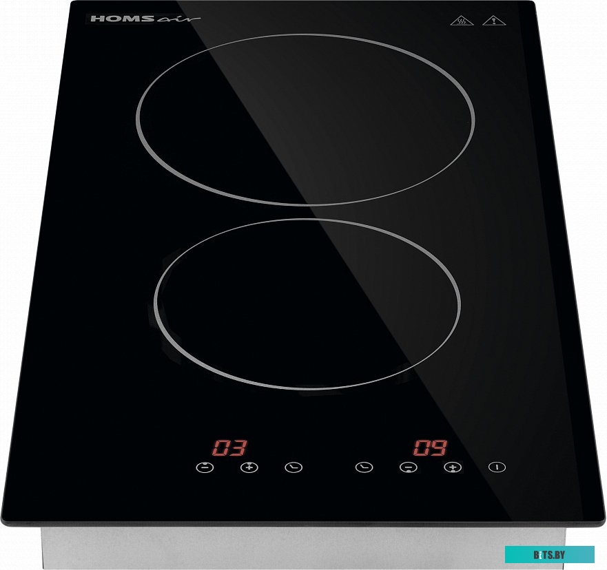 HVC32BK Электрическая домино HOMSair/ домино, электрическая, 290х520х52 мм, сенсорное управление, 2 конфорки, стеклокерамика, черный цвет