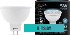 201505305 Лампа светодиодная Gauss 201505305 5Вт цок.:GU5.3 рефлек. 12B 6500K св.свеч.бел.хол. (упак.:1шт)