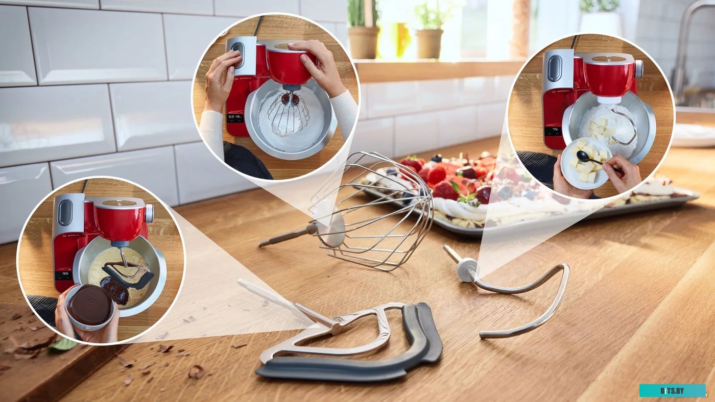 MUM5X720 Кухонная машина Bosch MUM5X720 планетар.вращ. 1000Вт красный/серый