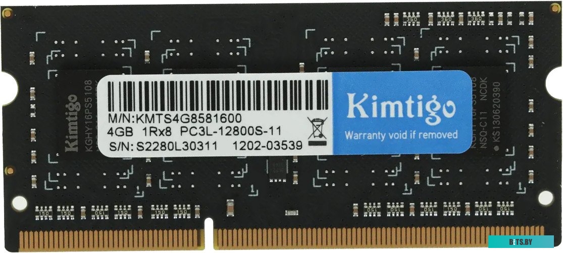 Модуль памяти Kimtigo DDR3L 4Gb 1600MHz PC4-21300 KMTS4G8581600