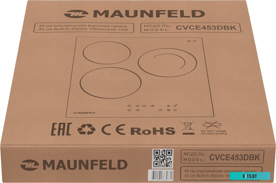CVCE453DBK Встраиваемые электрические панели MAUNFELD/ Электрическая варочная панель MAUNFELD CVCE453DBK, 45 см, 3 конфорки, сенсорное управление, мощ