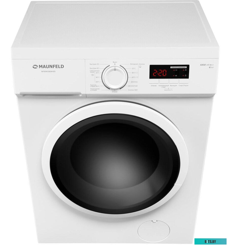 MFWM106WH05 Стиральная машина MAUNFELD/ Узкая, фронтальная, 15 режимов, 1000 об/мин, 6 кг, белый цвет