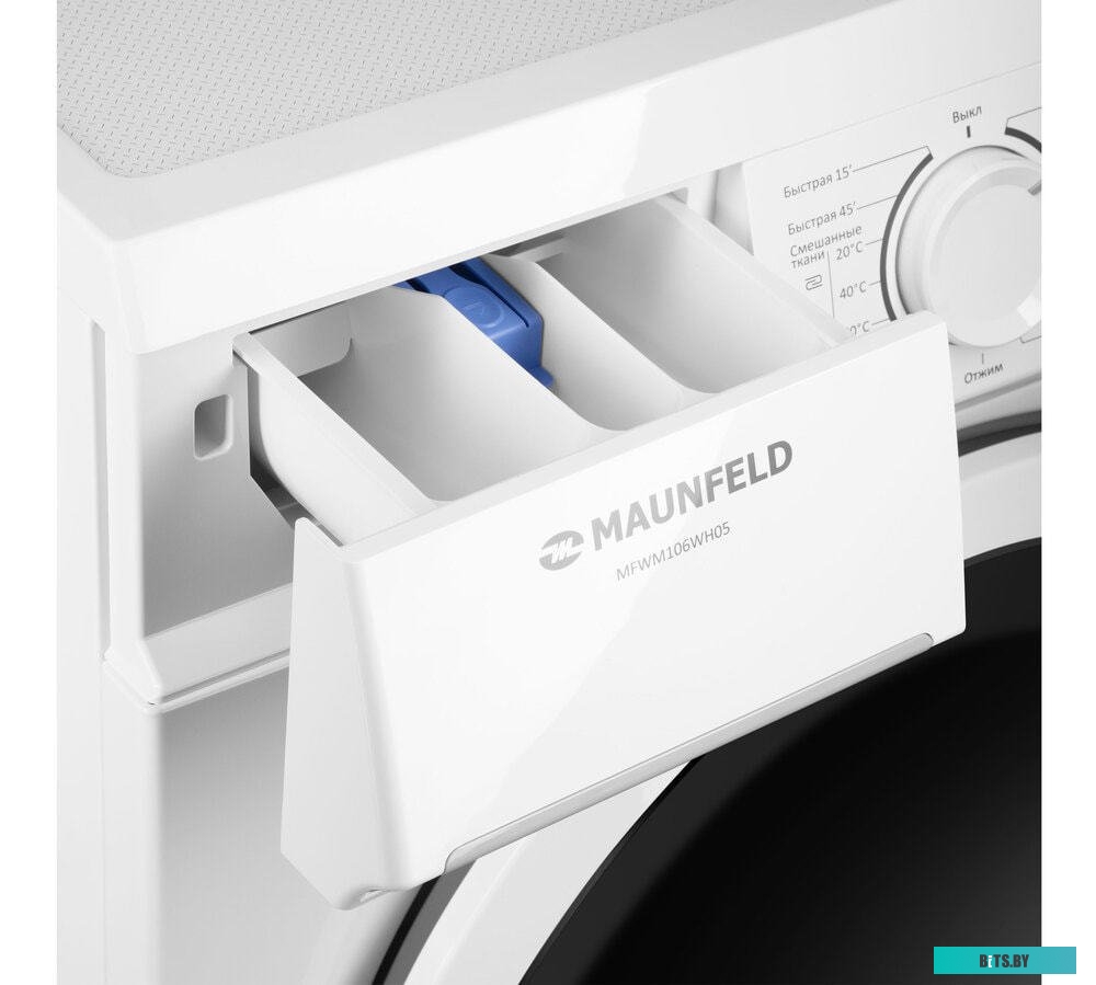 MFWM106WH05 Стиральная машина MAUNFELD/ Узкая, фронтальная, 15 режимов, 1000 об/мин, 6 кг, белый цвет