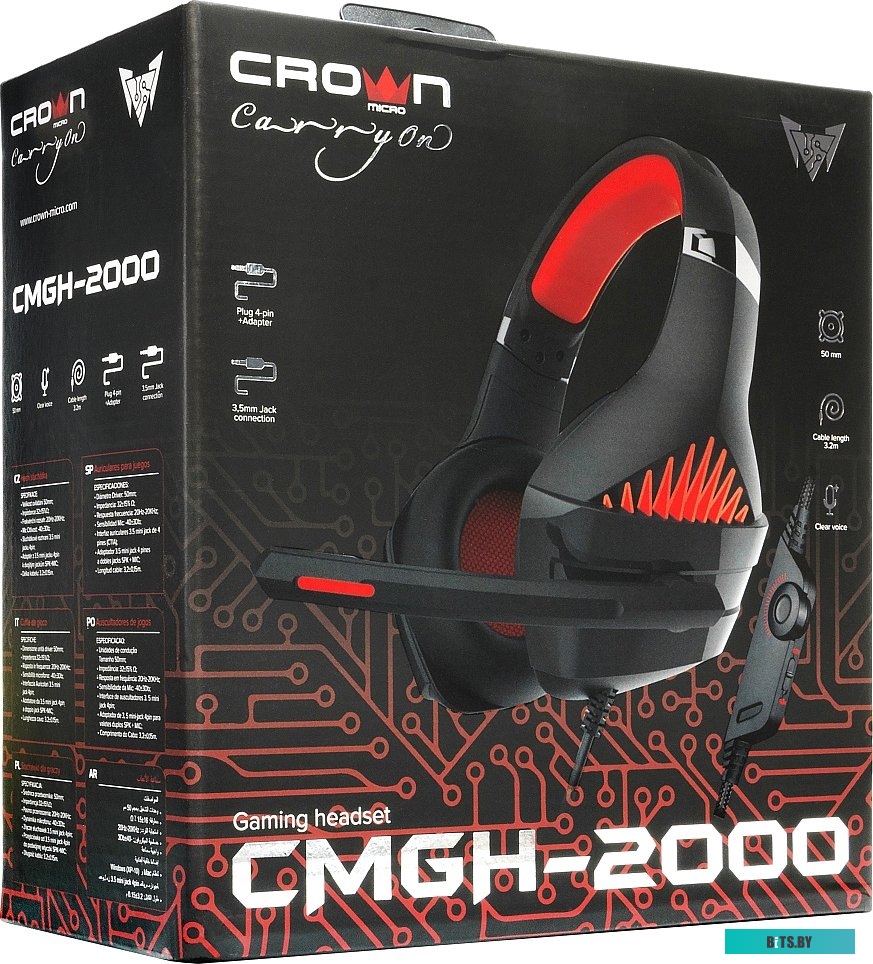Наушники игровые Crown CMGH-2000 Black&red