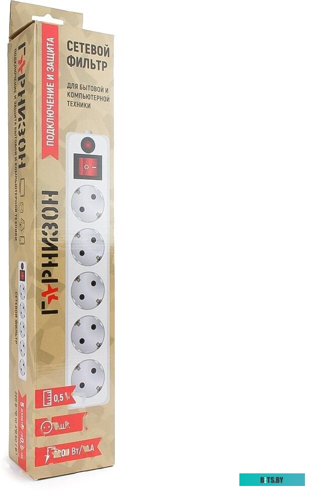 Сетевой фильтр Гарнизон ЕНLB-5 1.4 м 5 р черный