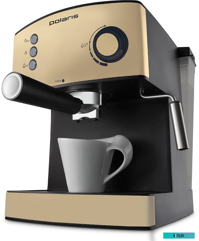 PCM 1527E Кофеварка Polaris PCM 1527E Adore Crema,  рожковая,  шампань  / черный