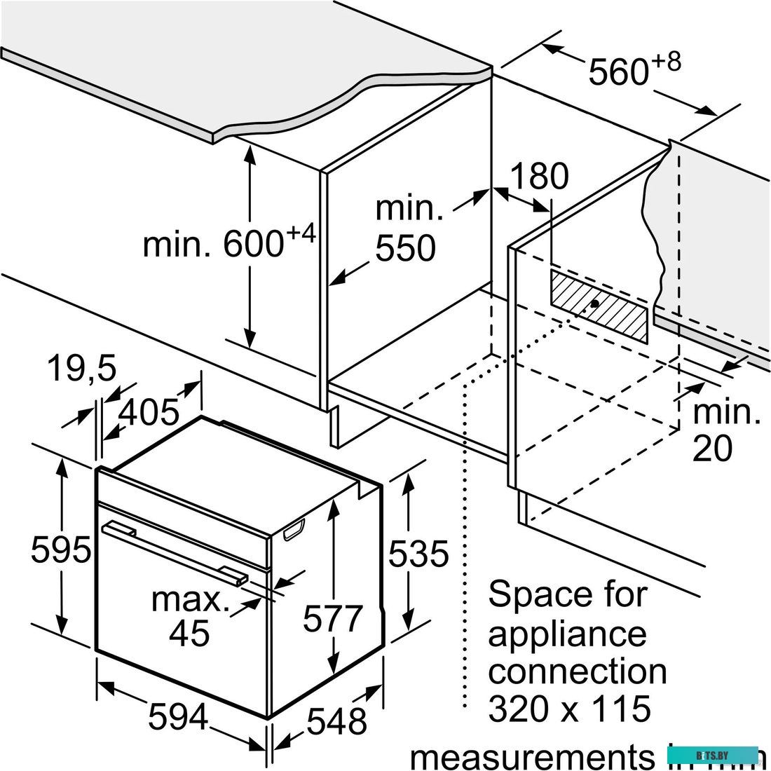 HBG7341W1 Встраиваемый духовой шкаф с 14 режимами нагрева,контроль температуры от 30 °C до 300 °C,объем 71 л,Eco Clean Direct,TFT сенсорный дисплей,дв