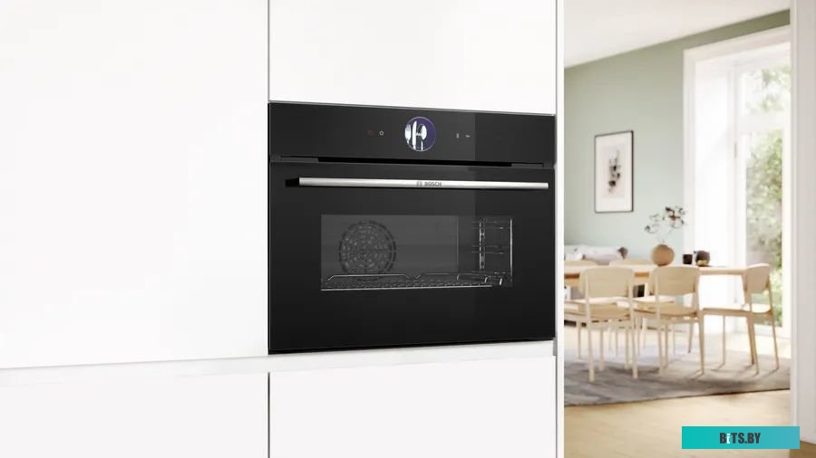 CSG7364B1 Компактный духовой шкаф-пароварка, черный, 14 режимов + комбинированные режимы, функция приготовление на пару 100%, 4-слойное остекление, 3 