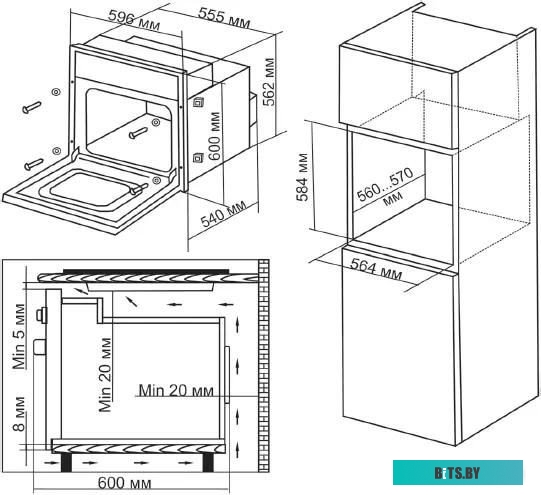 6009.03 WG Духовой шкаф Электрический Hyundai 6009.03 WG белый стекло