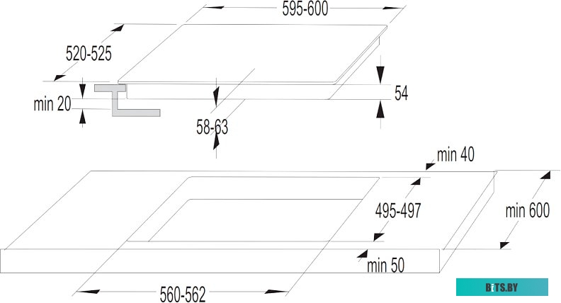 HI 64042 BW Встраиваемая варочная панель/ Индукционная,Габариты (ВхШхГ) (мм):54x595x520, белая