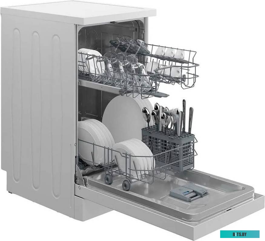 869894600020 Посудомоечная машина HOTPOINT HFS 1C57 S,  узкая, напольная, 44.8см, загрузка 10 комплектов, серебристая [869894600020]