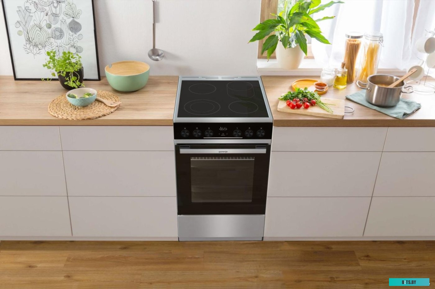 GEC5C61XPA Электрическая плита Gorenje/ Электрическая плита Gorenje, Линия Advanced, Эмаль SilverMatte, стеклокерамическая варочная поверхность, мульт