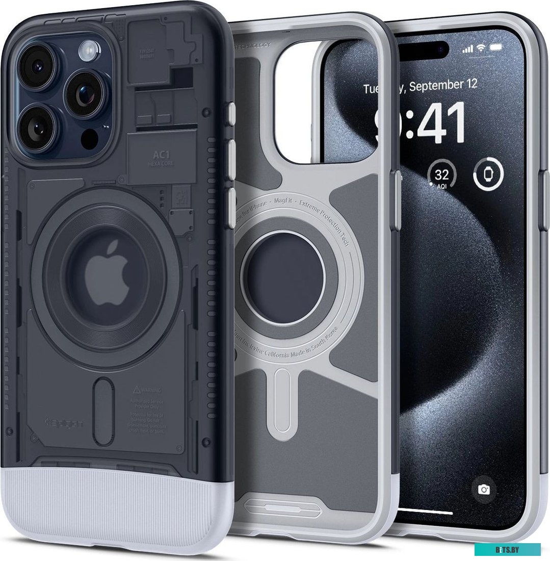 Чехол Spigen Classic C1 MagFit для iPhone 15 Pro Max ACS06607 Серый