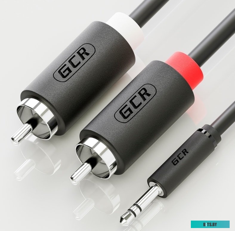 GCR-51723 Greenconnect Кабель-переходник аудио 1.0m jack 3,5mm / 2 х RCA , черный, M/M, GCR-51723