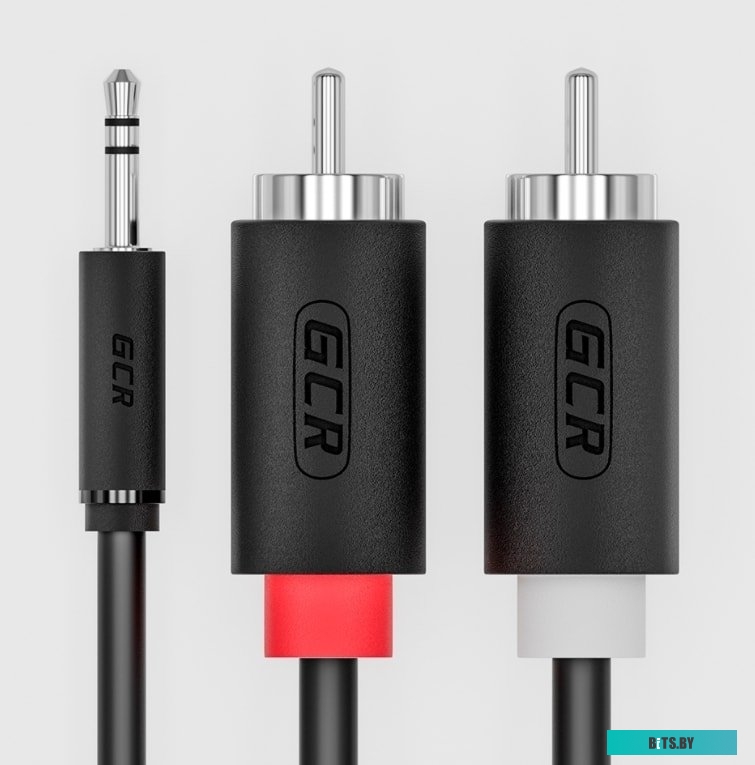 GCR-51723 Greenconnect Кабель-переходник аудио 1.0m jack 3,5mm / 2 х RCA , черный, M/M, GCR-51723