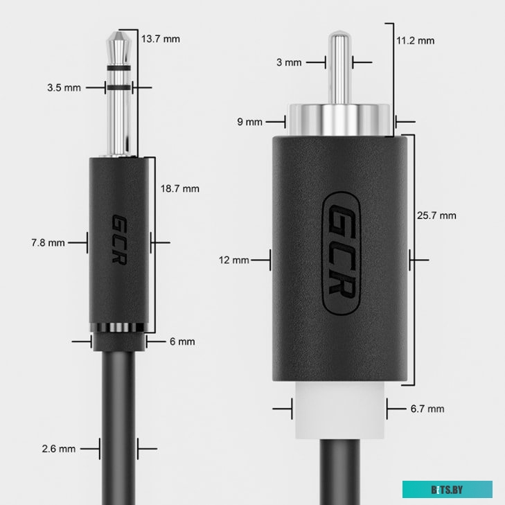 GCR-51723 Greenconnect Кабель-переходник аудио 1.0m jack 3,5mm / 2 х RCA , черный, M/M, GCR-51723