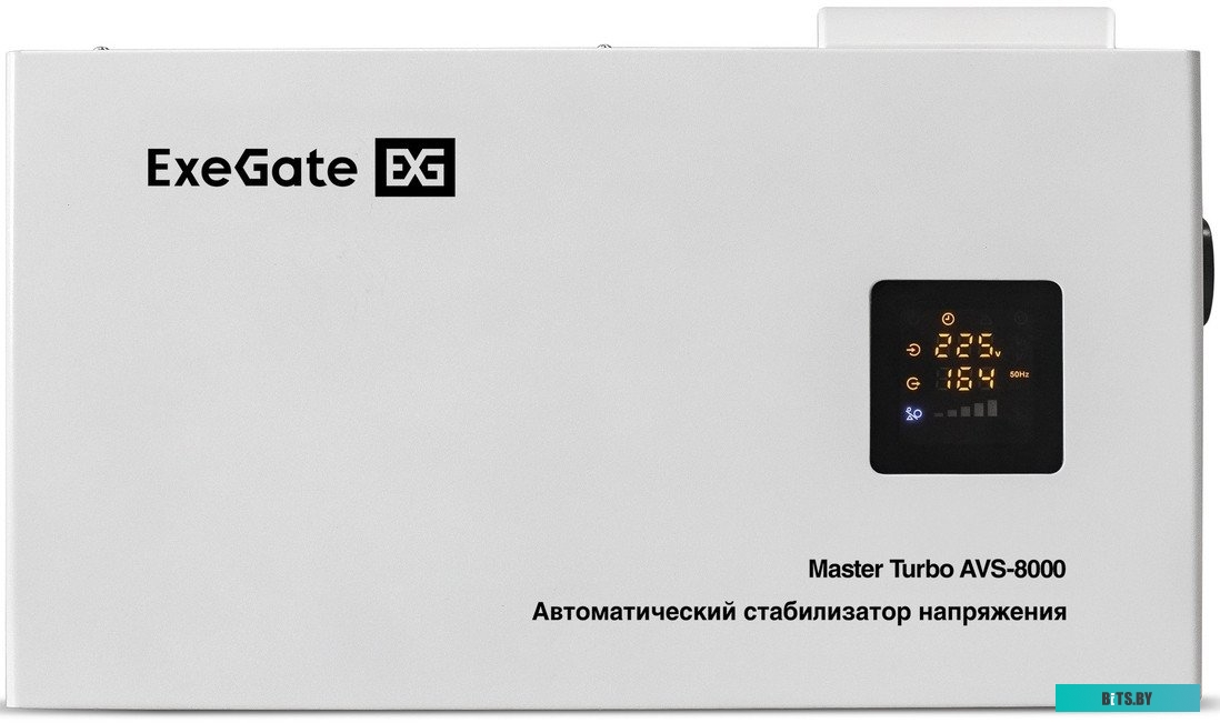 EX291751RUS Стабилизатор напряжения настенный ExeGate Master Turbo AVS-10000 (10000ВА, вход 100-265В, цветной дисплей, выход 220В±8%, КПД 98%, 5 уровн