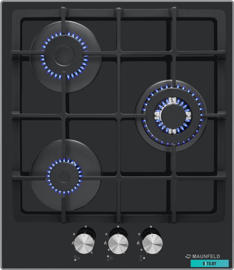 EGHG.43.33CB/G Встраиваемые газовые панели MAUNFELD/ Варочная панель, газ, ширина 45 см, 3 конфорки, электроподжиг, газ-контроль, WOK-конфорка, механи