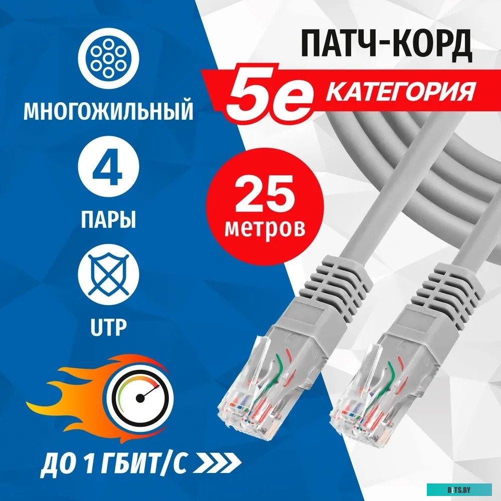 PUT50-250A Кабель Patchcord 5bites PUT50-250A UTP cat.5е <25m>