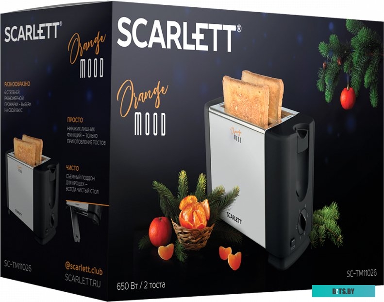 SC-TM11026 Тостер Scarlett SC-TM11026,  черный/серебристый