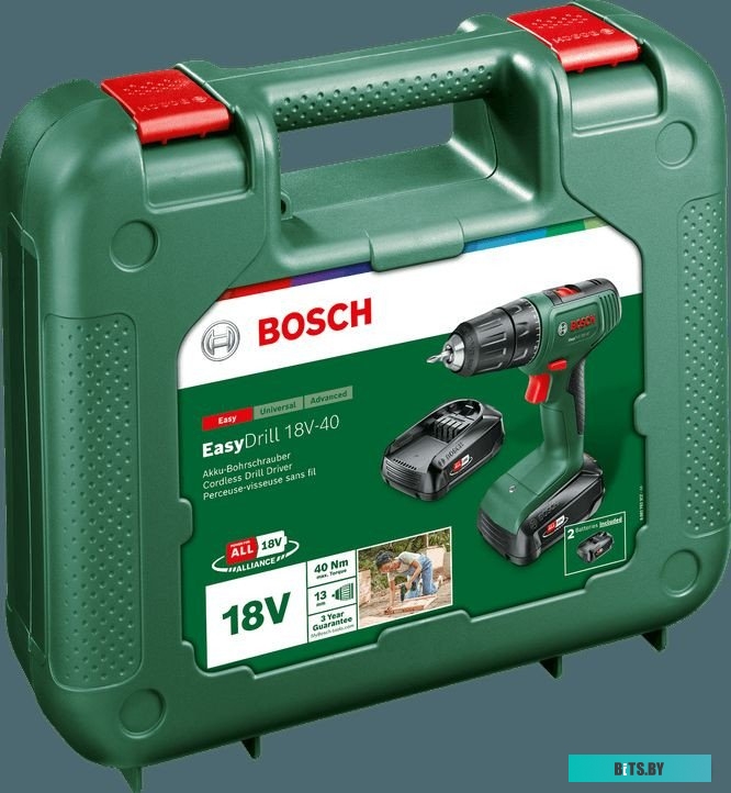 Дрель-шуруповерт Bosch EasyDrill 18V-40 06039D8005 (с 2-мя АКБ 2 Ач, кейс)