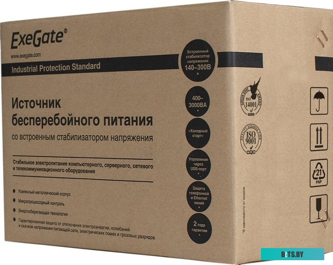 Источник бесперебойного питания (ИБП) ExeGate Power Smart ULB-600.LCD.AVR.C13.RJ.USB <EP285559RUS>