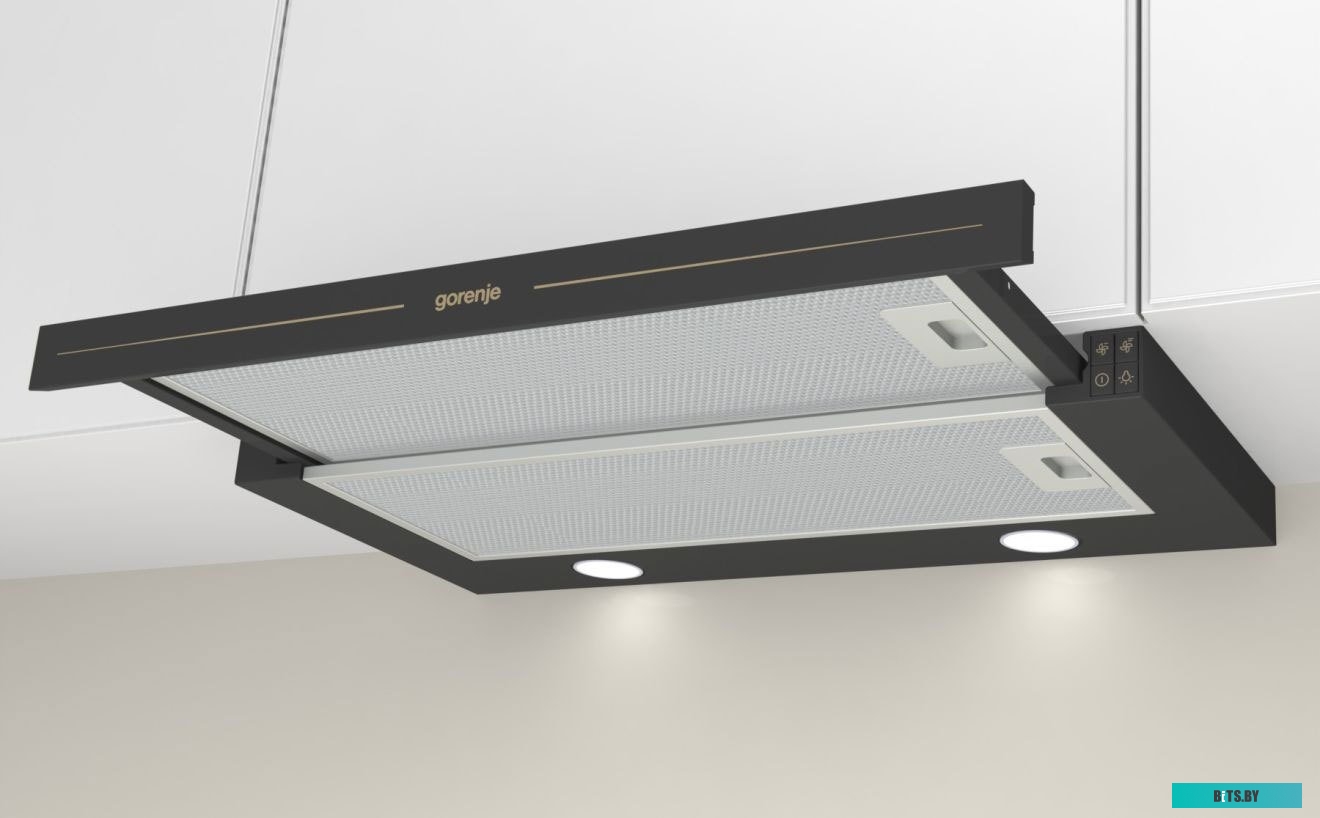 BHP62CLB Встраиваемые вытяжки GORENJE/ BHP62CLB, Встраиваемая телескопическая вытяжка, Цвет вытяжки/короба: Антрацит, Отвод 435 м3/ч, механические пер