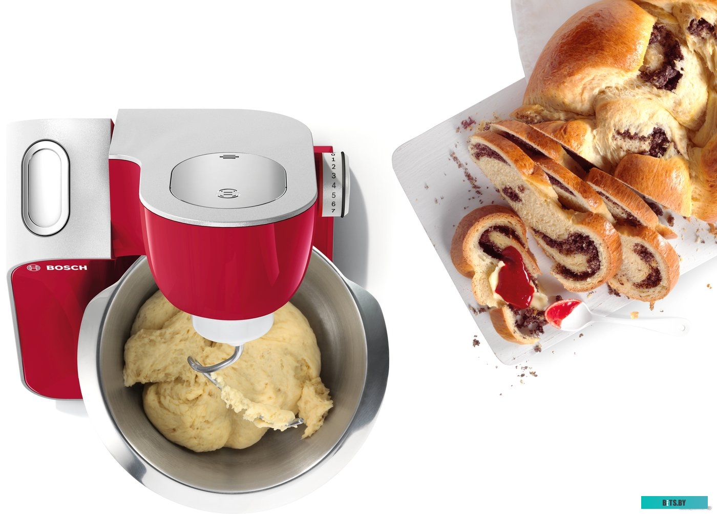 MUM58720 Кухонная машина Bosch Mum5 MUM58720 планетар.вращ. 1000Вт красный/серебристый