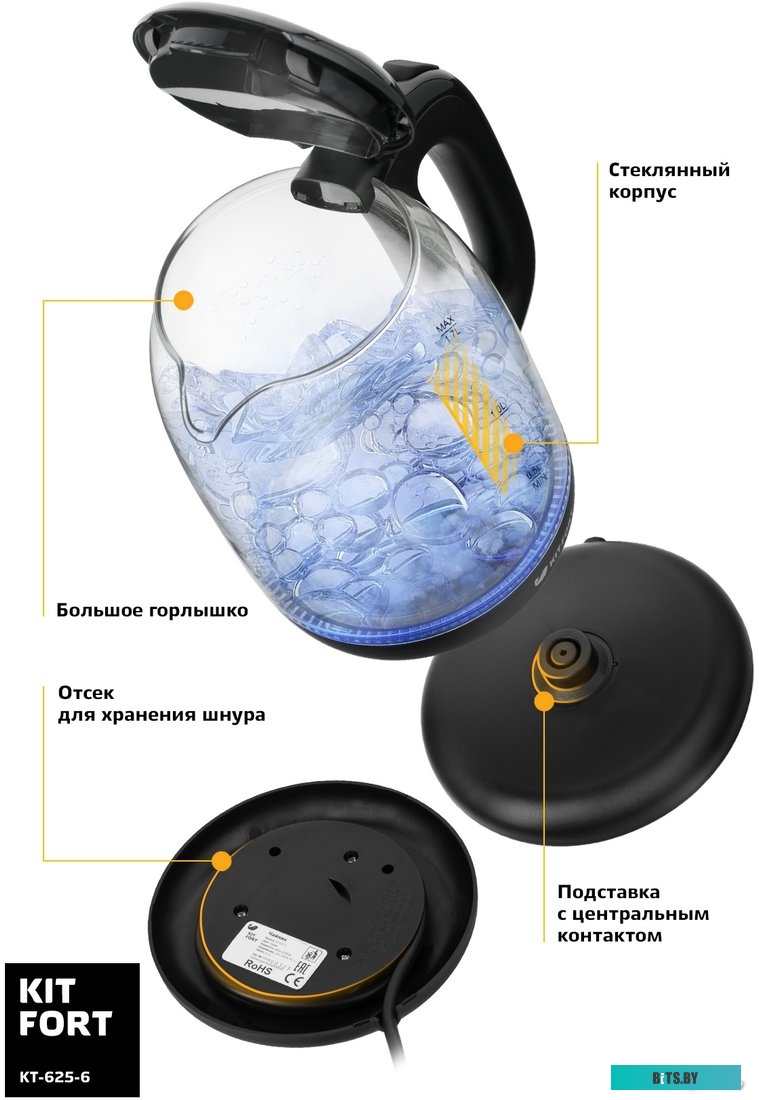 Электрочайник Kitfort KT-625-6 (черный)