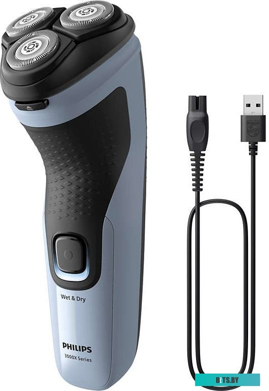 X3003/00 Бритва роторная Philips X3003/00 реж.эл.:3 питан.:аккум. голубой