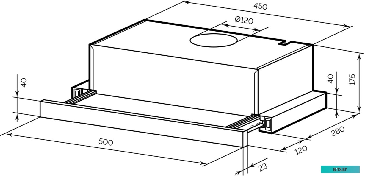 TRHI000012 Встраиваемая вытяжка LEX Honver G 500, управление кнопочное, черный [trhi000012]