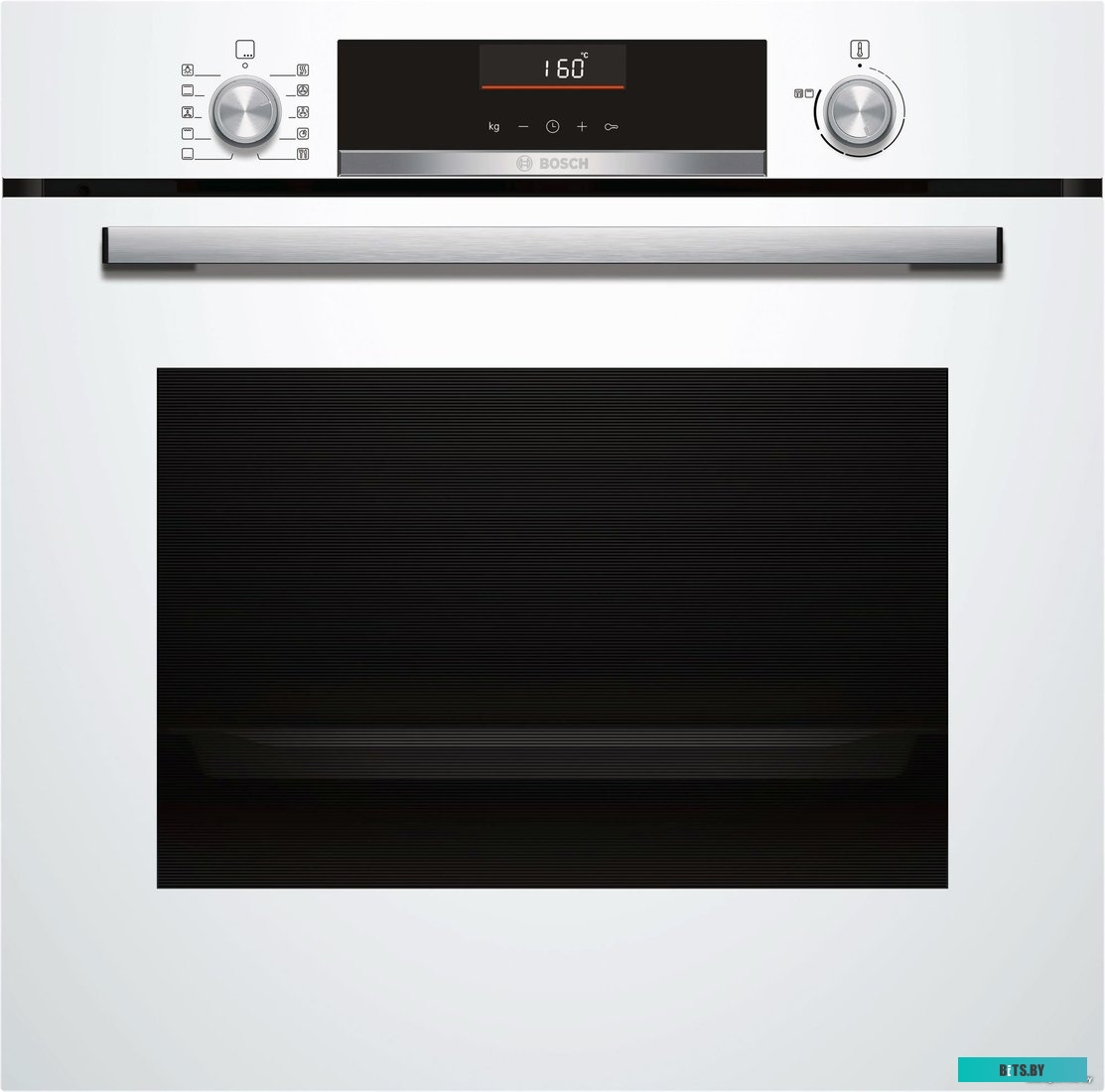 HBG536HW0R Serie 6, духовой шкаф, белый, класс энергоэффективности А, 7 режимов, 2-х слойное остекление, LCD-дисплей, утапливаемые переключатели, гало