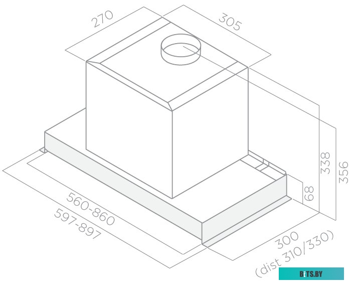 GLASS OUT IX/A/60-PRF0109787 Вытяжки ELICA/ Встраиваемая, 60 см, 1000 куб.м., электронное управление, светодиодное освещение, нержавеющая сталь+белое 