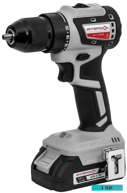 802.2.2.70 Аккумуляторная бесщеточная дрель-шуруповерт ИНТЕРСКОЛ ДАУ-13/18В 50 (кейс, 2 аккум. 2Ач, ЗУ)