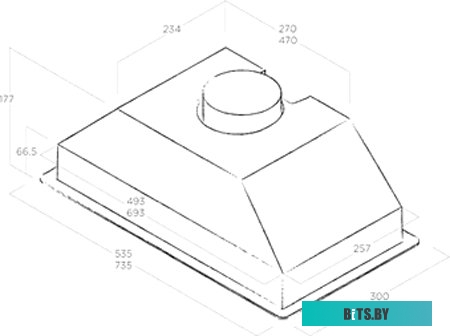 VIERA GR/A/72-PRF0153829 Встраиваемый вытяжной шкаф JET AIR/ Встраиваемая вытяжка(моноблок), 72 см, 550 м3, слайдерное управление, LED, серая