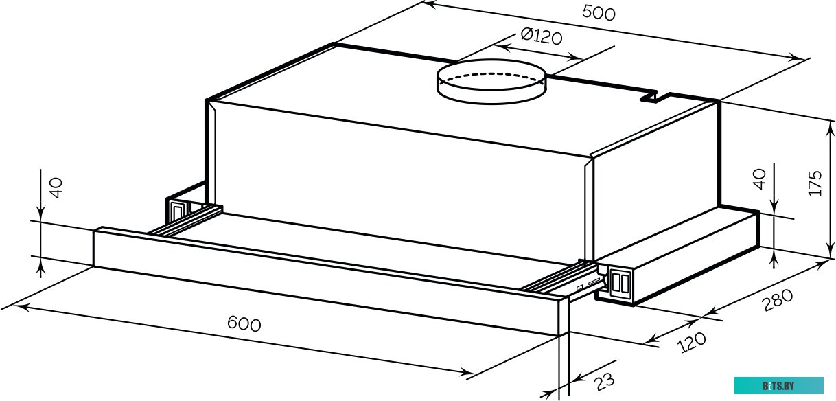 TRHI000003 Встраиваемая вытяжка LEX Honver 2M 600 WHITE, управление кнопочное, 2 мотора, белый [trhi000003]