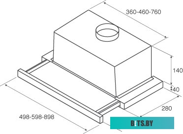 AURORA LX/CR/F/50-PRF0115175B Вытяжки JET AIR/ Встраиваемая, 50 см,  206 Вт, кнопочное управление, 650 куб. м. , кремовая