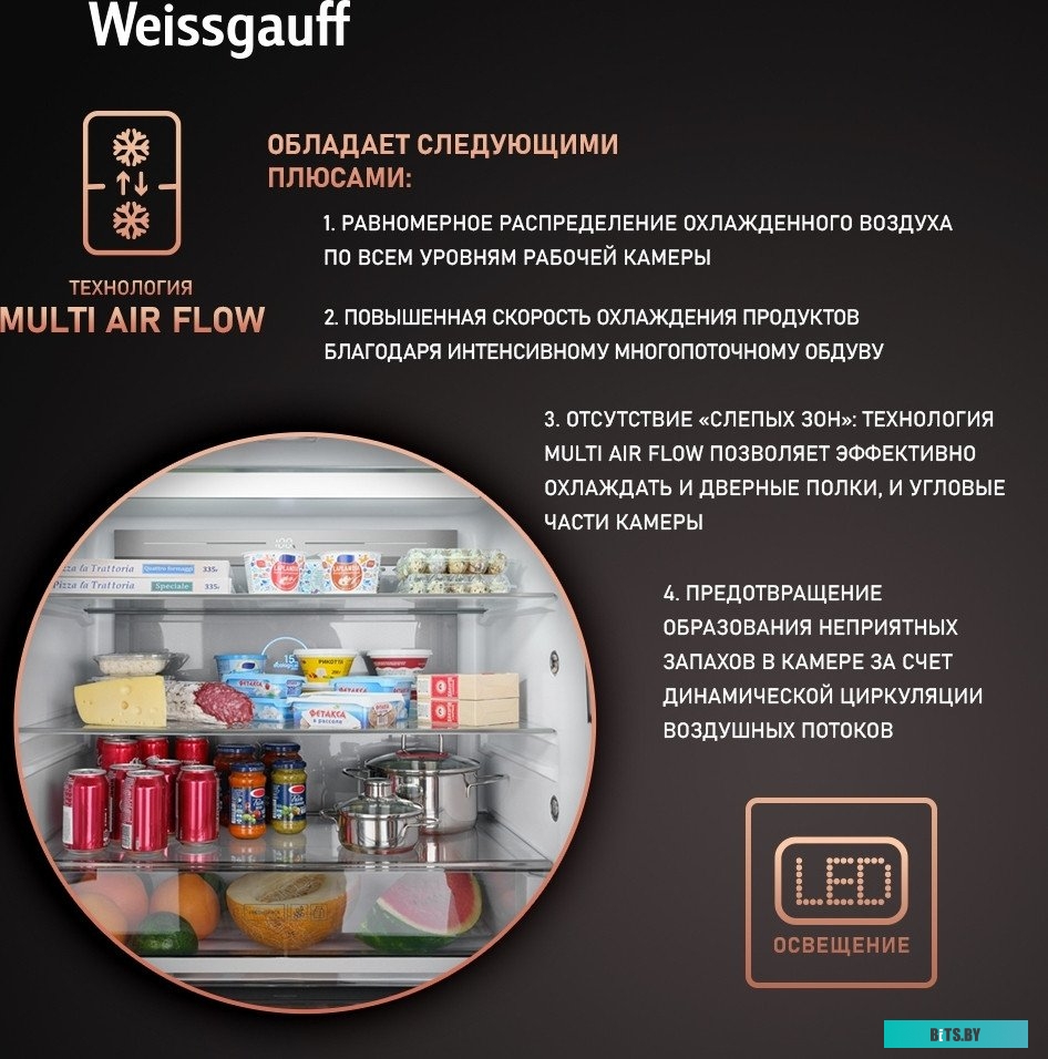 433044 Холодильник INVERTER NO FROST INOX WSBS 590 WEISSGAUFF