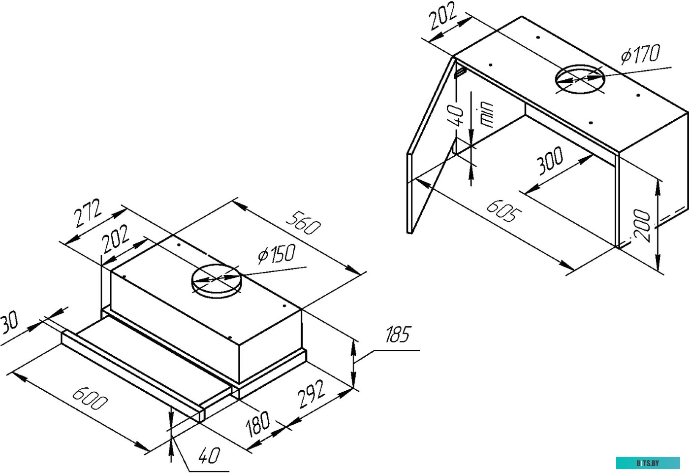 SLIMLUX IV 60 X Встраиваемая вытяжка Kuppersberg/ Встраиваемая вытяжка, ширина 60 см, отвод/рециркуляция, 550 м3/час, механическое управление, 3 скоро
