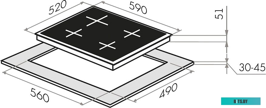 УТ000009720 Газовая варочная панель MAUNFELD EGHS.75.33CS\G,  независимая,  нержавеющая сталь