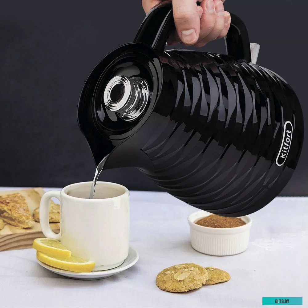 КТ-6182 Чайник электрический KitFort КТ-6182, 2200Вт, серебристый и черный