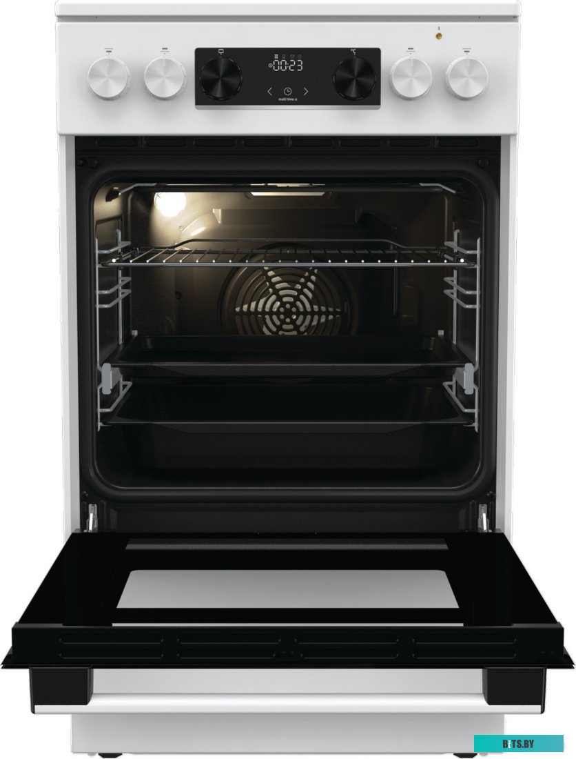 GECS5C70WA Электрическая плита Gorenje GECS5C70WA,  стеклокерамика,  инфракрасная,  без крышки,  белый/черный