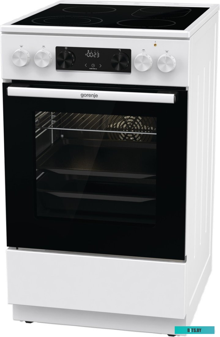 GECS5C70WA Электрическая плита Gorenje GECS5C70WA,  стеклокерамика,  инфракрасная,  без крышки,  белый/черный