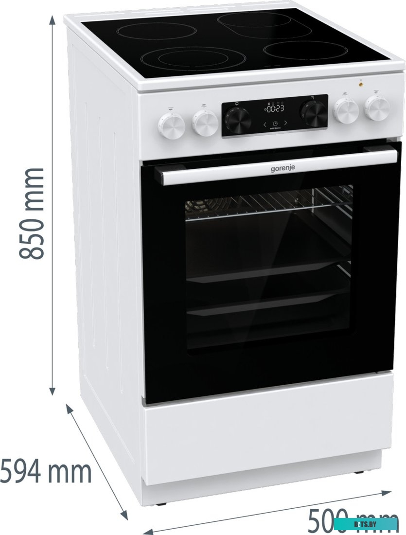 GECS5C70WA Электрическая плита Gorenje GECS5C70WA,  стеклокерамика,  инфракрасная,  без крышки,  белый/черный