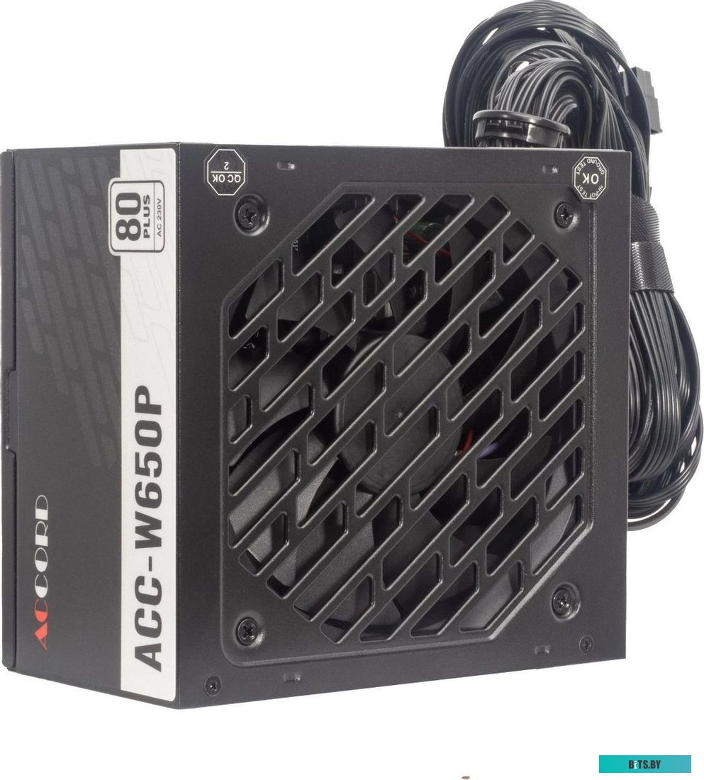 ACC-W650P Блок питания Accord ATX 650W ACC-W650P 80 PLUS WHITE (20+4pin) 120mm fan 6xSATA RTL