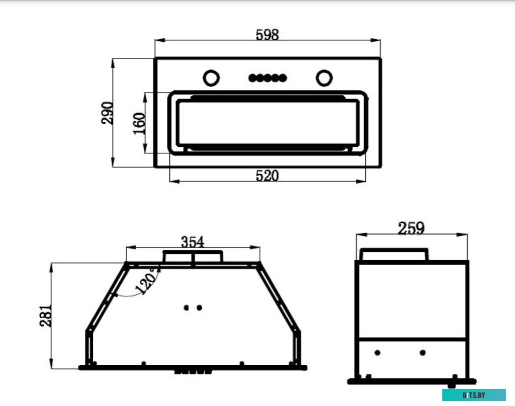 КА-00014215 Встраиваемая вытяжка MAUNFELD Trapeze 601GG, управление кнопочное, черный [ка-00014215]