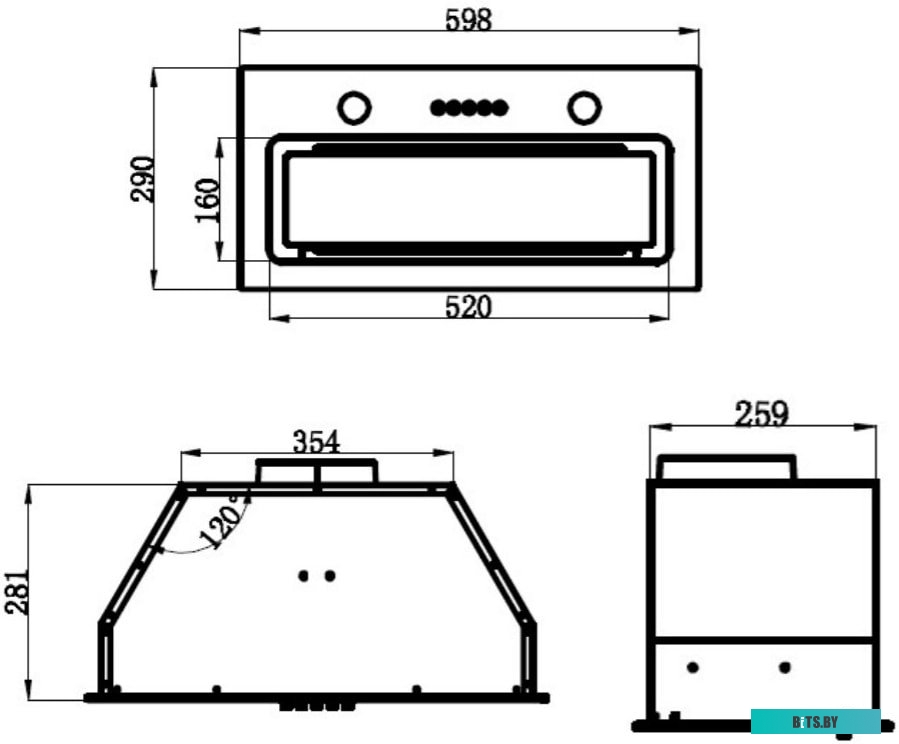 КА-00014212 Встраиваемая вытяжка MAUNFELD Trapeze 602IG, управление кнопочное, черный [ка-00014212]