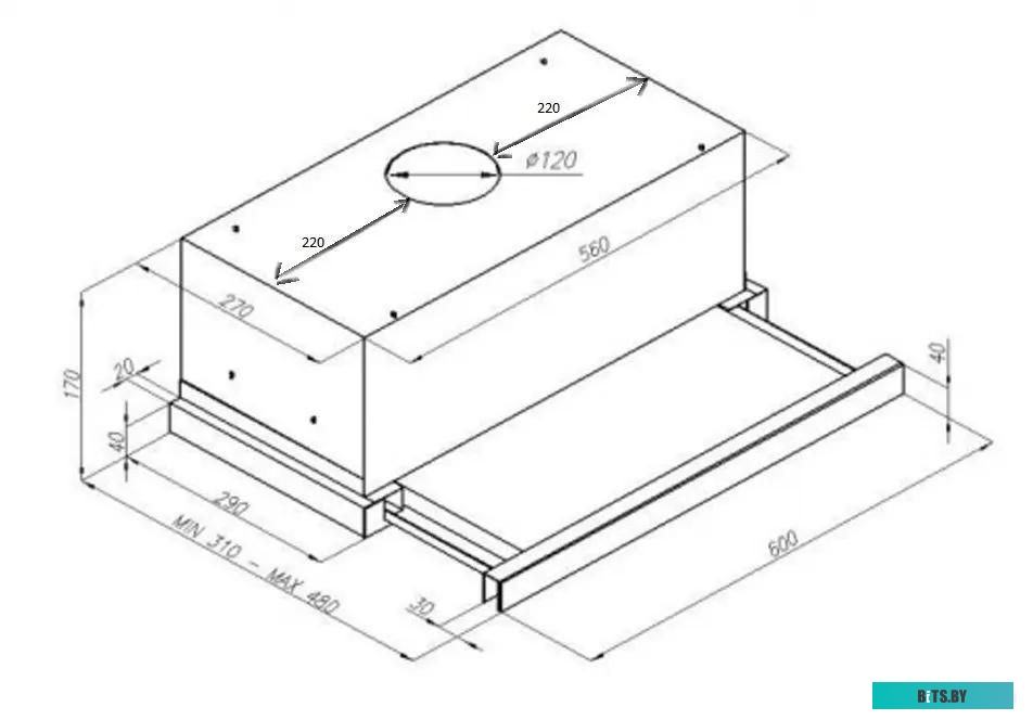 УТ000001173 Встраиваемая вытяжка MAUNFELD VS Light Glass 60, управление кулисные переключатели, белый/стекло белое [ут000001173]