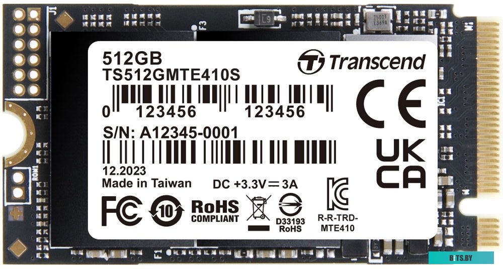 Твердотельный диск Transcend MTE410S, 512GB, M.2 2280, PCIe Gen3x4, DRAM-less, TS512GMTE410S