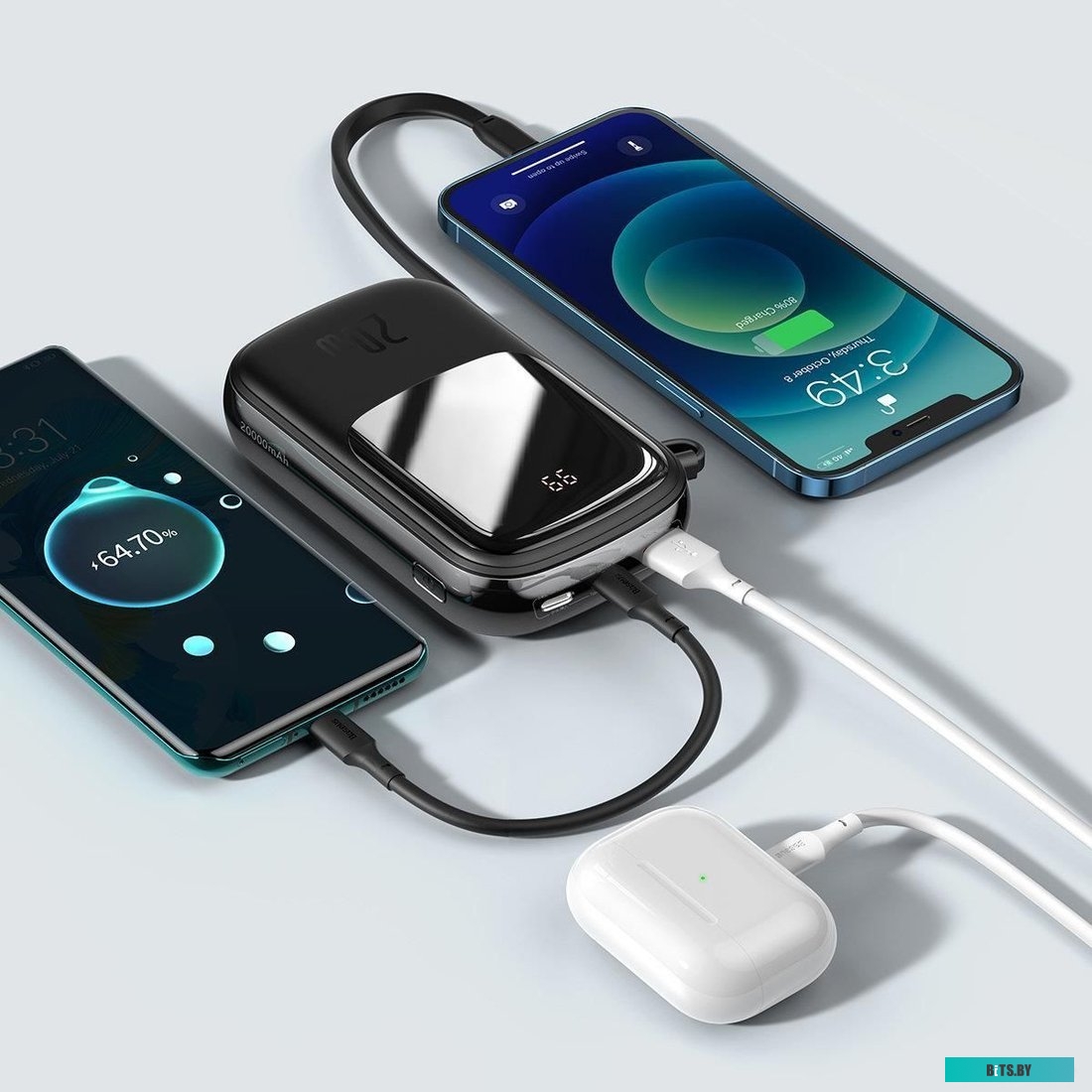 PPQD060201 Baseus Qpow Pro Digital Display Fast Charge Power Bank 20000mAh 20W iP Edition Black (cable USB to Type-C 3A 0.3m Black) Overseas Edition (